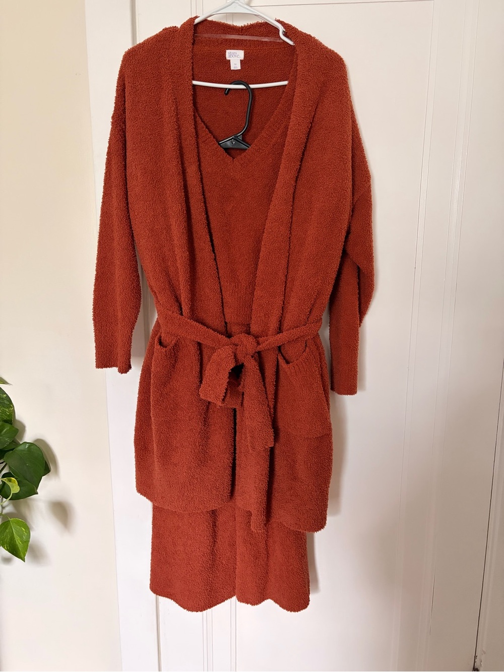 Stars Above rusty orange robe, shirt, and pants set